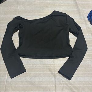 SHEIN Black Off-Shoulder Long Sleeve Top